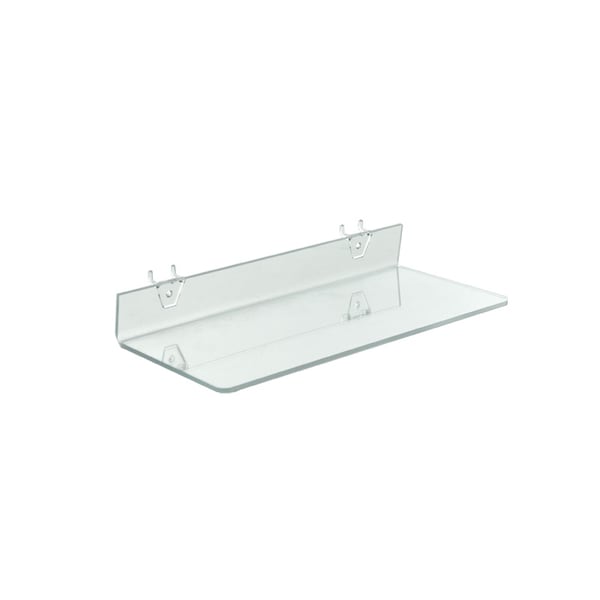 16"W x 6"D Clear Acrylic Shelf for Pegboard and Slatwall, PK4